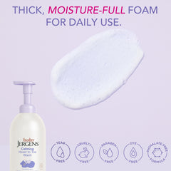 Jergens Baby Calming Foaming Wash foam close-up illustrating tear-free bath texture