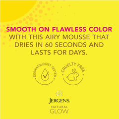 Jergens Instant Bronze Color highlights immediate sun-kissed effect on legs or arms.