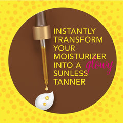 Jergens Instant Sun Drops being added to lotion to show custom bronze shade.