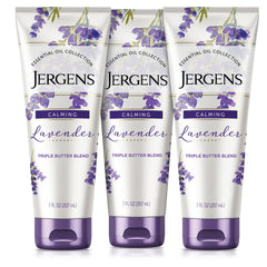 Jergens Lavender Body Butter pack front view showing triple butter hydration for nourished skin