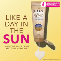 Hand applying Jergens Natural Glow +Firming for daily, subtle tan.