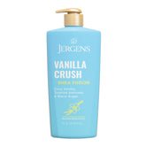 Jergens Shea Fusion Vanilla Crush bottle shows creamy moisturizer for all-day hydration.