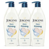 Jergens Skin Firming Lotion bottle close-up highlighting silky hydration