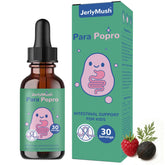 JerlyMush ParaPopro bottle being poured for gentle digestive support.
