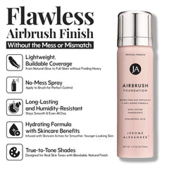 MagicMinerals airbrush mist demonstrates even, natural matte finish on skin.
