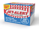 Jet-Alert 100 mg caffeine tab box front for quick alertness on demand.