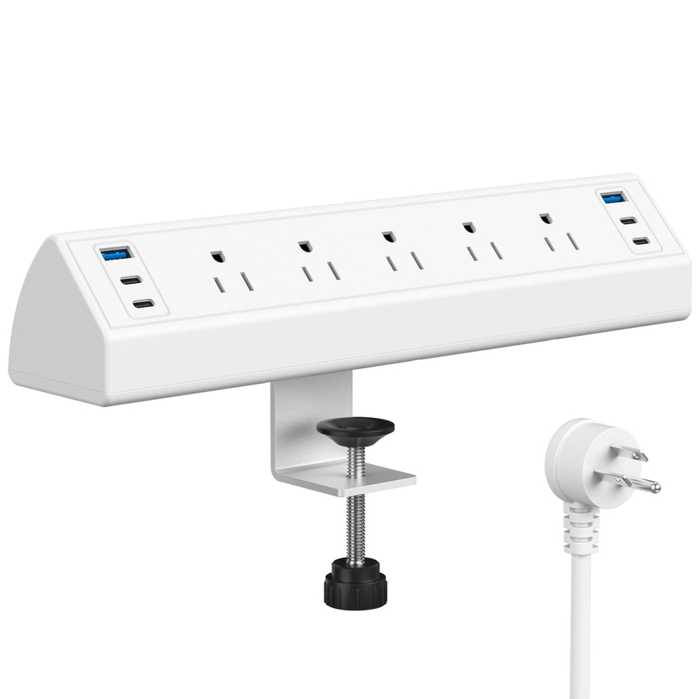 Jgstkcity desk clamp power strip with USB-C ports for tidy, on-desk charging.