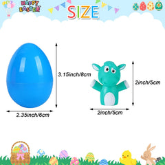 JIALWEN Easter eggs and puppets in a colorful basket, perfect for family celebrations.