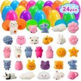 JIALWEN Easter egg set with 24 eggs and mochi squishy toys for engaging, non-candy party fun