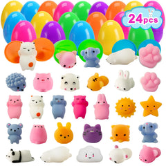 JIALWEN Easter egg set with 24 eggs and mochi squishy toys for engaging, non-candy party fun