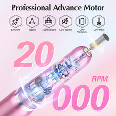 JIASHENG USB nail drill with reversible direction for both hands.