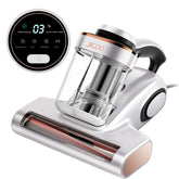 JIGOO J300 bed vacuum with dust sensor close-up shows dust index during cleaning