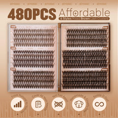 JIMIRE brown lash clusters 60D for dramatic yet natural lift