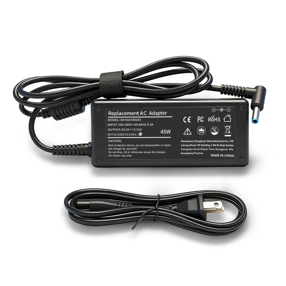 JIONR 45W blue-tip HP laptop charger, compact and travel-ready.
