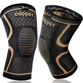JIUFENTIAN copper knee brace pack front view shows stabilized knee during activity.