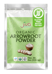 Jiva Organics arrowroot flour bag ready for gluten-free baking and thickening