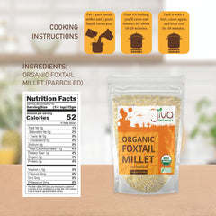 Close-up of Jiva Organics Foxtail Millet grains ready for healthy meals.