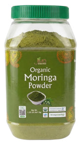 Jiva Organics Moringa powder bulk bag front view, highlighting freshness.