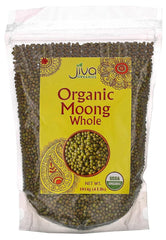 Jiva Organics mung beans whole bag front, ideal for everyday cooking.
