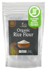 Jiva Organics white rice flour 2 lb bag front, ideal for gluten-free baking.
