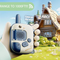 JKGIFTS Dino Walkie Talkie side view with ergonomic grip for small hands.