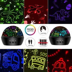 JKGIFTS dinosaur night light 2-in-1 projection offers 16 vibrant colors