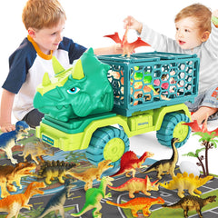 JKGIFTS Dinosaur Truck front view sparks imaginative play with a friendly Triceratops face for curious kids.