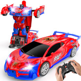 JMOROCR Spider Transform RC Car front view with dual color lights for engaging play