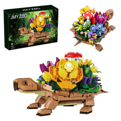JMYZBD Sea Turtle Succulent Planter assembly view with floral accents for charming decor