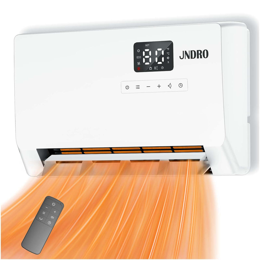 JNDRO wall-mounted space heater with LED display for easy at-a-glance temperature control