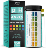 JNW Direct pH test strips for urine beside the color chart for quick readings