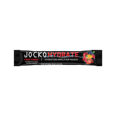 Open packet with scoop of Jocko Fuel Hydrate ready to mix.