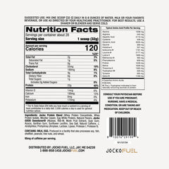 Jocko Fuel whey protein scoop shows easy portioning for daily use.