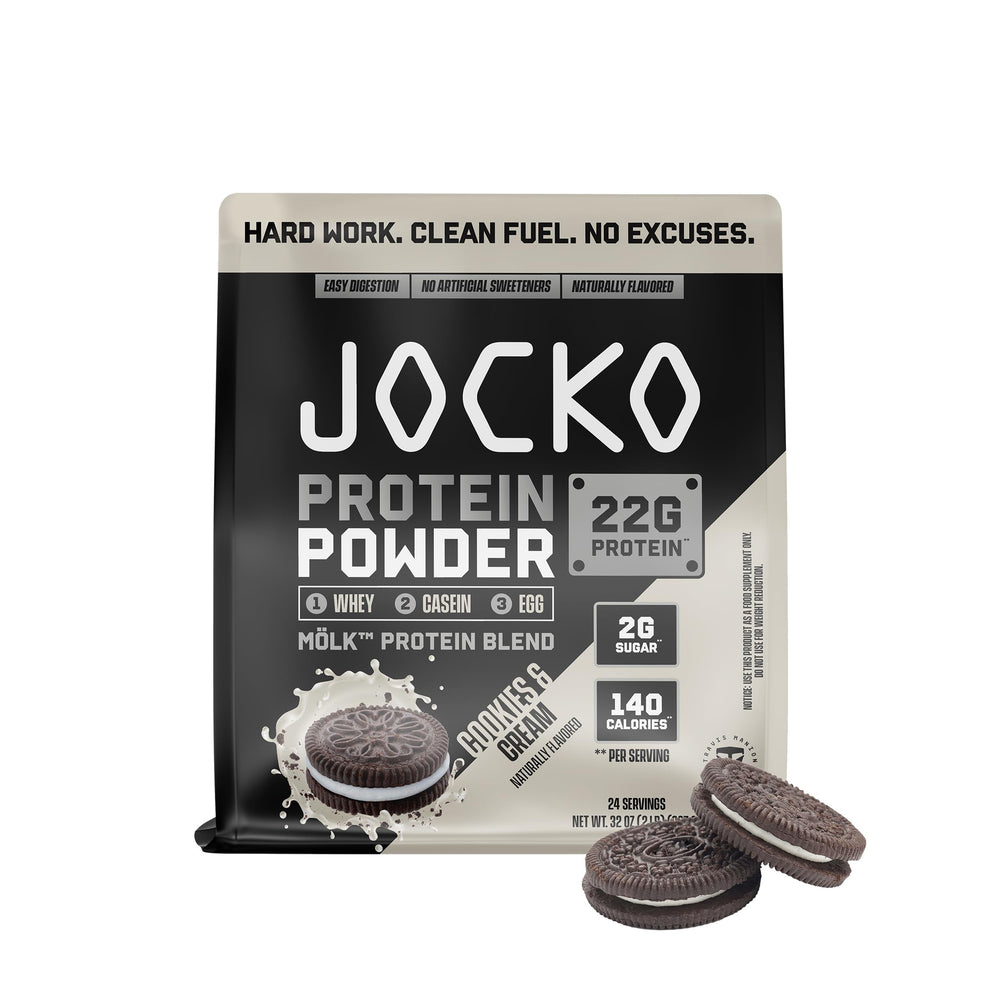 Jocko Fuel Cookies & Cream whey protein tub for daily protein support