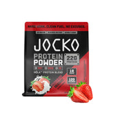 Jocko Fuel Whey Protein Strawberry Milkshake bottle for post-workout shakes