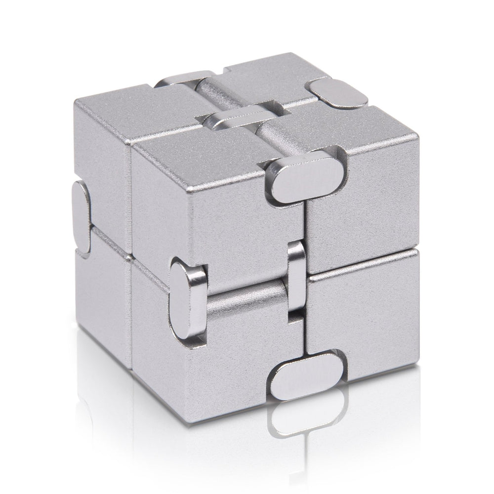 Joeyank Infinity Cube metal folding design offers durable tactile play.