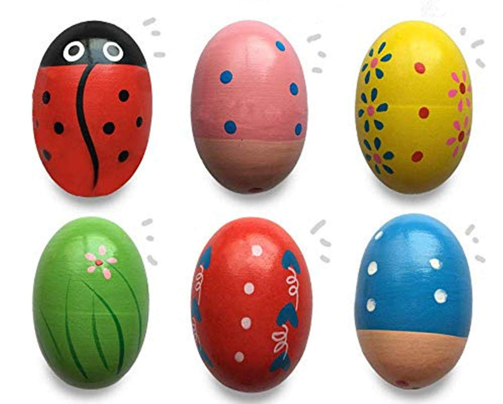 JoFAN wooden shake eggs in assorted colors for hands-on Easter play and rhythm practice.