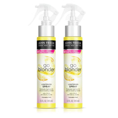 John Frieda Go Blonder Lightening Spray bottle on a vanity for gradual lightening