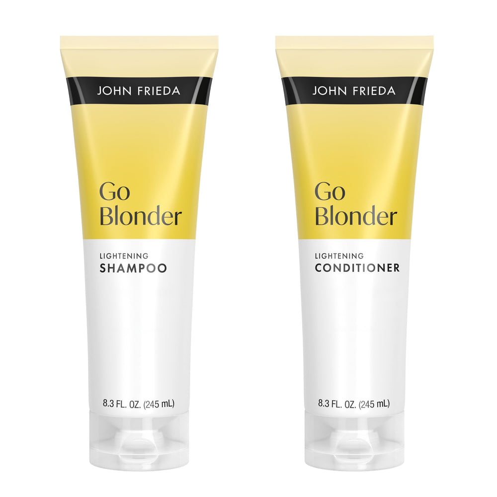 John Frieda Go Blonder Shampoo bottle lather delivers sun-kissed brightness