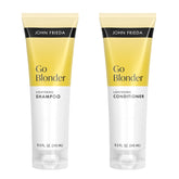 John Frieda Go Blonder Shampoo bottle lather delivers sun-kissed brightness