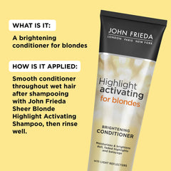 John Frieda Sheer Blonde conditioner ingredients include sunflower and white tea for softness and shine