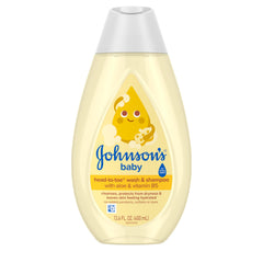 Johnson's Baby Head-To-Toe bottle pouring for gentle cleansing of delicate skin