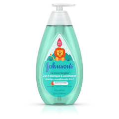 Johnson's Kids No More Tangles 2-in-1 bottle keeps toddler hair manageable.