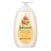 Johnson's Skin Nourish bottle front showing 16.9 oz of moisture for all-day care