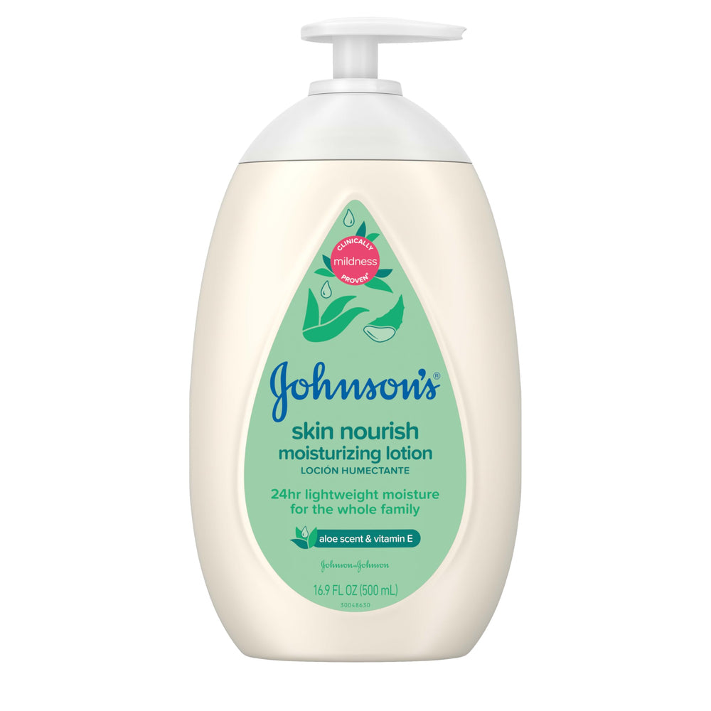 Johnson's Skin Nourish bottle pour for easy daily use