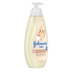 Johnson's Skin Nourishing Moisture bottle being poured for a tear-free wash