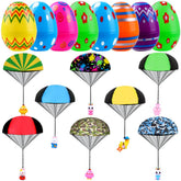 JOICEE Easter egg parachute toy set with colorful animal images for kids.