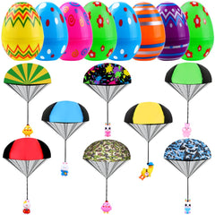 JOICEE Easter egg parachute toy set with colorful animal images for kids.