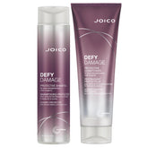 Joico Defy Damage Shampoo bottle front view highlighting color protection and shine
