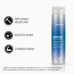 Close-up of Joico Moisture Recovery shampoo texture delivering rich hydration.